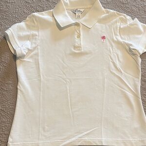Lilly Pulitzer White Polo with Pink Logo